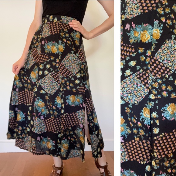 90’s Ribkoff floral maxi skirt / size 12 - Picture 1 of 16
